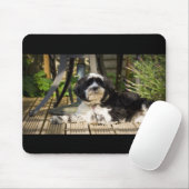 Hund, der auf Decking in der Sonne legt Mousepad (Mit Mouse)