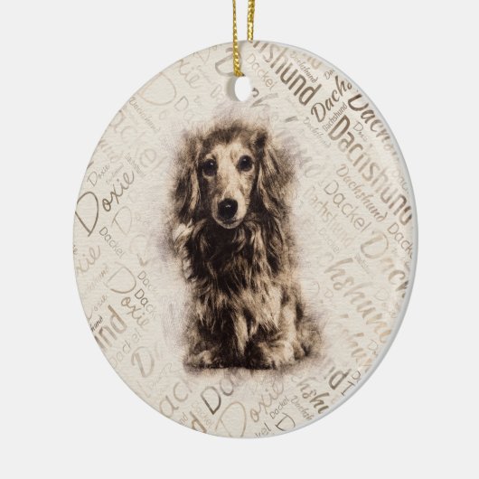 Hund der Dackel Keramik Ornament (Links)