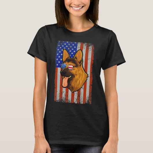 Hund der deutschen Schäferhunde am 4. Juli T-Shirt (Vorderseite)