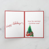 Hund der Deutschen Schäferhunde beim Weihnachtsbau (Innenseite)