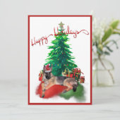 Hund der Deutschen Schäferhunde beim Weihnachtsbau (Stehend Vorderseite)