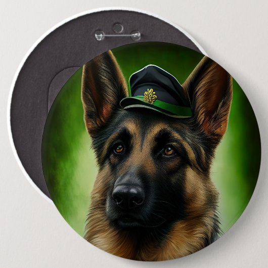 Hund der Deutschen Schäferhunde in St. Patrick's D Button (Vorne & Hinten)
