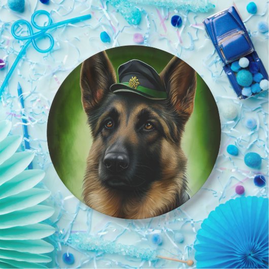 Hund der Deutschen Schäferhunde in St. Patrick's D Pappteller (Party)