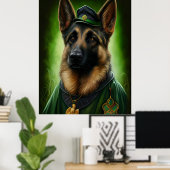 Hund der Deutschen Schäferhunde in St. Patrick's D Poster (Heimbüro)