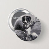 "Hund, der die Flöten-" Vintage Illustration Button (Vorne & Hinten)