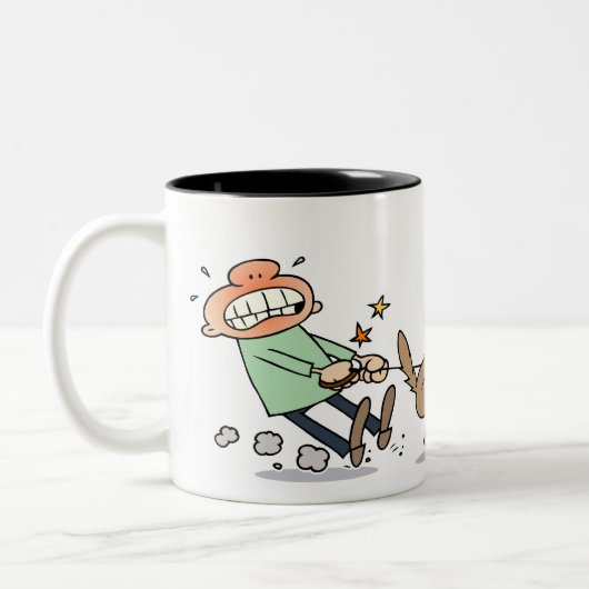 Hund, der ein Eichhörnchen jagt Zweifarbige Tasse (Links)