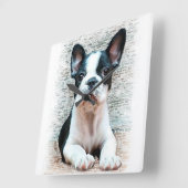 Hund der französischen Bulldogge Quadratische Wanduhr (Winkel)