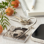 Hund, der heraus ein Auto-Fenster späht Schlüsselanhänger (Vorderseite rechts)