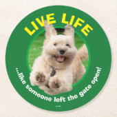 Hund, der in Hof läuft Runder Pappuntersetzer (Vorderseite)