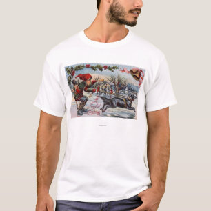 Hund, der Kind auf Eis-Skaten zieht T-Shirt