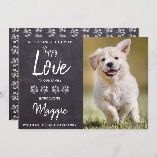 Hund der Liebe für Welpen Ankündigung (Vorne/Hinten)