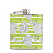 Hund, der Musterhintergrund spielt Flachmann (Vorderseite)