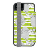 Hund, der Musterhintergrund spielt Incipio iPhone Geldbeutel-Hülle (Folio Rückseite)