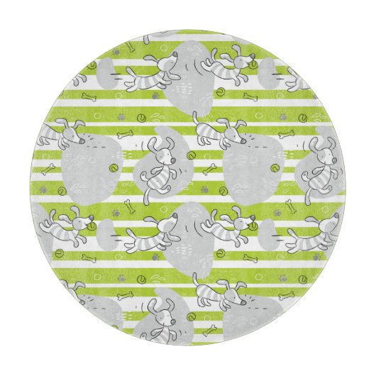 Hund, der Musterhintergrund spielt Schneidebrett (Vorderseite)