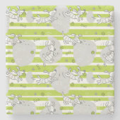 Hund, der Musterhintergrund spielt Steinuntersetzer (Vorderseite)