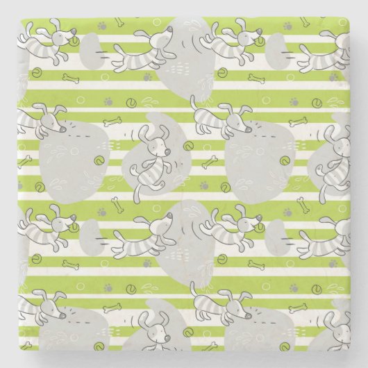 Hund, der Musterhintergrund spielt Steinuntersetzer (Vorderseite)