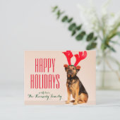 Hund, der rote Geweihe trägt Feiertagspostkarte (Stehend Vorderseite)