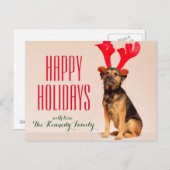 Hund, der rote Geweihe trägt Feiertagspostkarte (Vorne/Hinten)