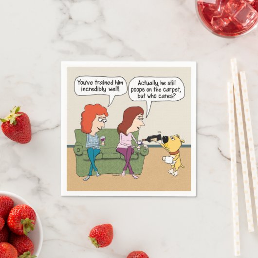 Hund, der Wein gießt, wenn er nicht Kacke Serviette (Beispiel)