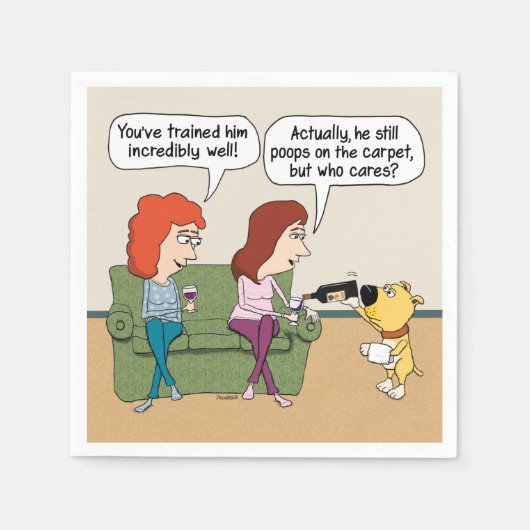 Hund, der Wein gießt, wenn er nicht Kacke Serviette (Vorderseite)