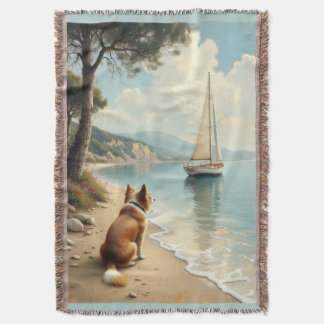 Hund, der zusieht, wie die Boote vorbeifahren Decke