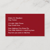 Hund, der zwei Nebengeschäft-Karten ausbildet Visitenkarte (Rückseite)