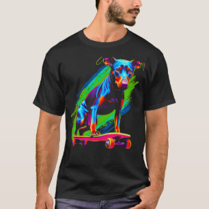 Hund Dobermann Pinscher Skateboard T-Shirt