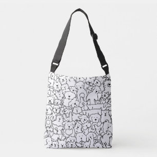 Hund Doodle Linienkunst Tragetaschen Mit Langen Trägern