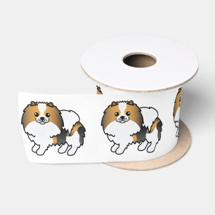 Hund Dreifarbig Pomeranian Süßer Cartoon-Hund Satinband