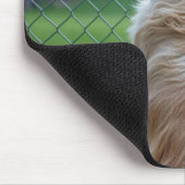 Hund durch eine Kettenverknüpfung schauen Mousepad (Ecke)