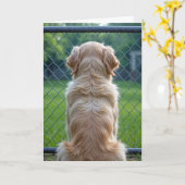 Hund durch einen Zaun schauen Karte (Gelbe Blume)