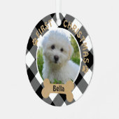 Hund ERSTE CHRISTMAS 2-seitig 2-Foto Ornament Aus Metall (Vorderseite links)