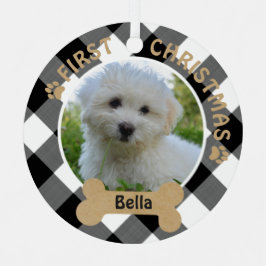 Hund ERSTE CHRISTMAS 2-seitig 2-Foto Ornament Aus Metall