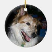 Hund ERSTE CHRISTMAS Red Buffalo Kariert 2 Foto Keramik Ornament (Hinten)