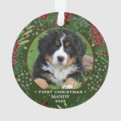 Hund Erste Weihnachtsschneeflocken Foto Ornament (Rückseite)