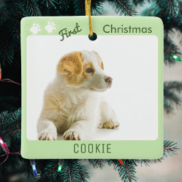 Hund Erster Weihnachtsmann Welpe Foto Pawprints Keramikornament