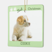 Hund Erster Weihnachtsmann Welpe Foto Pawprints Keramikornament (Links)