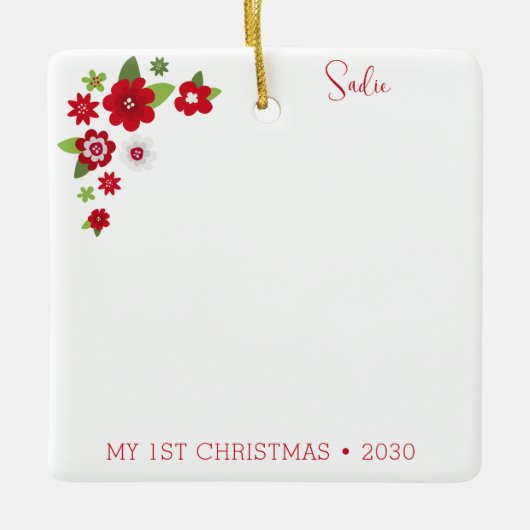 Hund Erstes Weihnachtsfest Foto Keramikornament (Vorderseite)