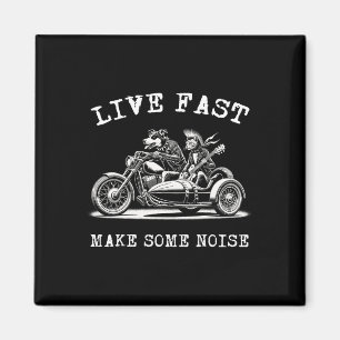 Hund fährt Motorrad und Katze spielt Gitarre Punk Magnet