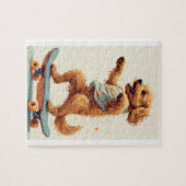 Hund fährt Skateboard Puzzle (Horizontal)