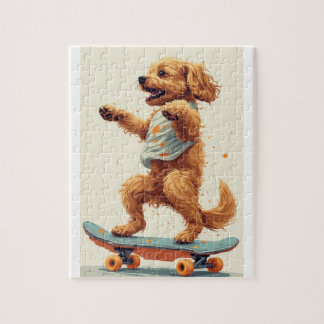 Hund fährt Skateboard Puzzle