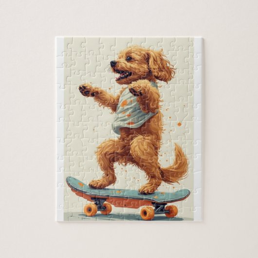 Hund fährt Skateboard Puzzle (Vertikal)