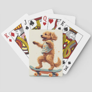 Hund fährt Skateboard Puzzle Spielkarten