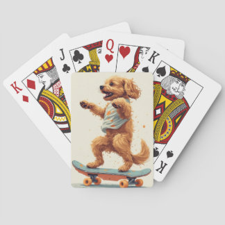 Hund fährt Skateboard Puzzle Spielkarten