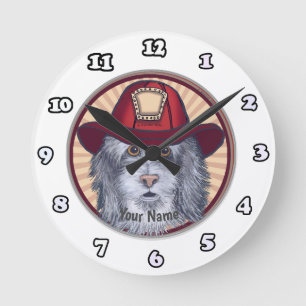 Hund-Feuerwehrmann-Uhr Runde Wanduhr