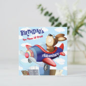 Hund Flying Airplane Geburtstag Karte (Stehend Vorderseite)