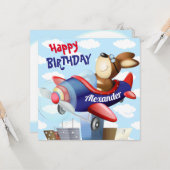 Hund Flying Airplane Geburtstag Karte (Vorderseite/Rückseite Beispiel)