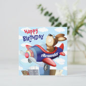 Hund Flying Airplane Geburtstag Karte (Stehend Vorderseite)