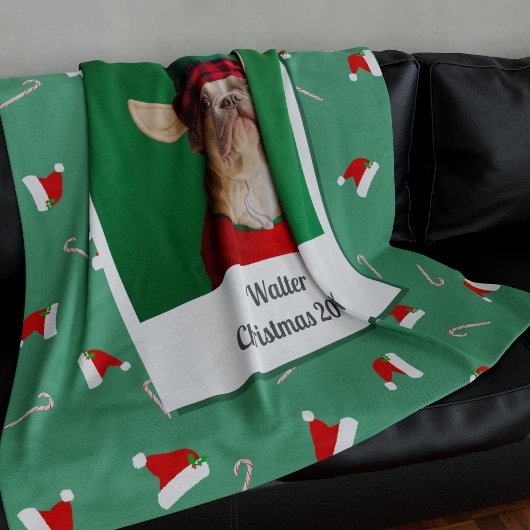 Hund Foto Green Custom Christmas Fleece Blanket