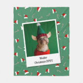 Hund Foto Green Custom Christmas Fleece Blanket (Vorderseite)